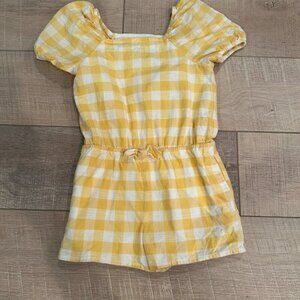 CAT & JACK GIRLS YELLOW CHECK ROMPER OUTFIT 4T